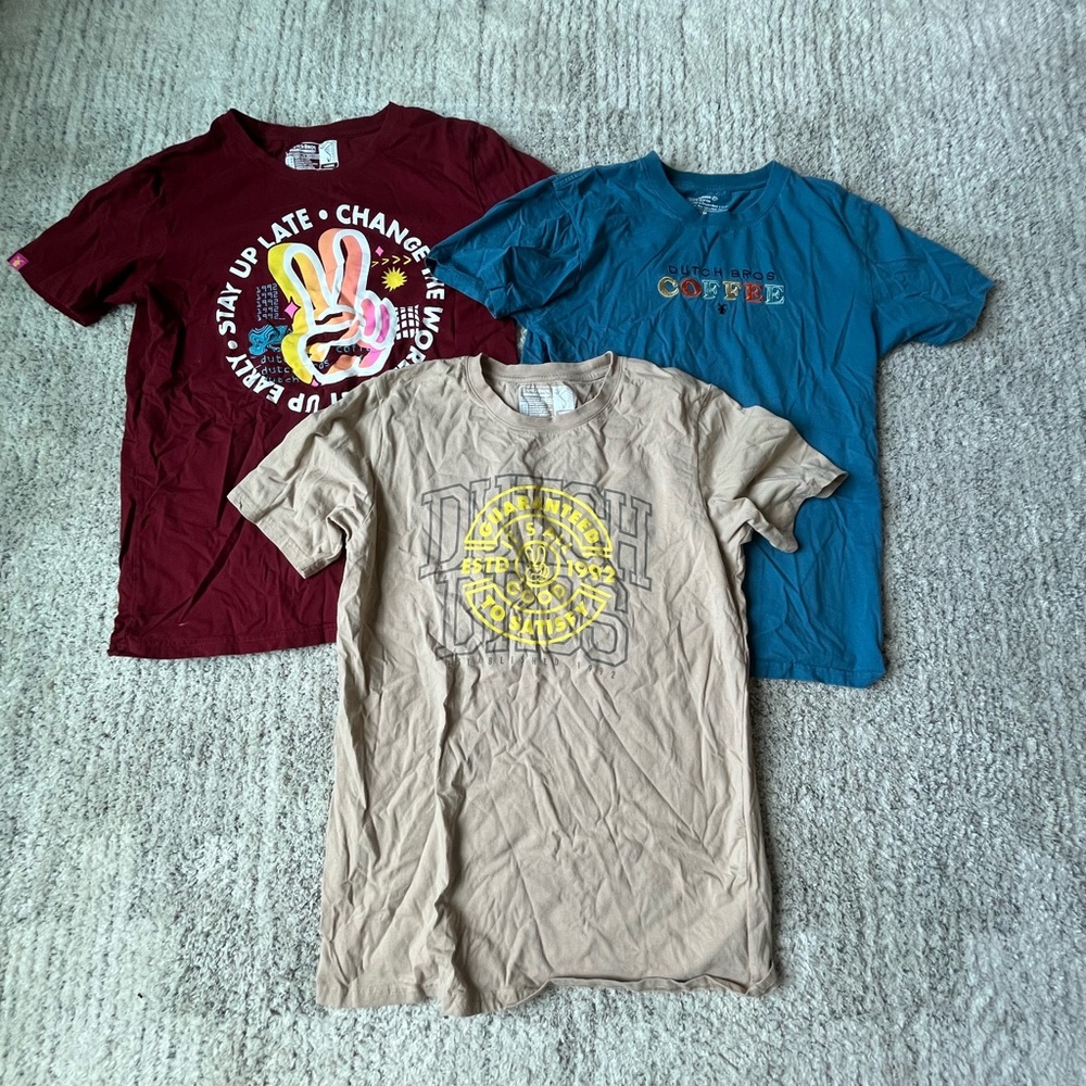 Dutch Bro’s Shirts Medium and Large Bundle Set of Three (3)